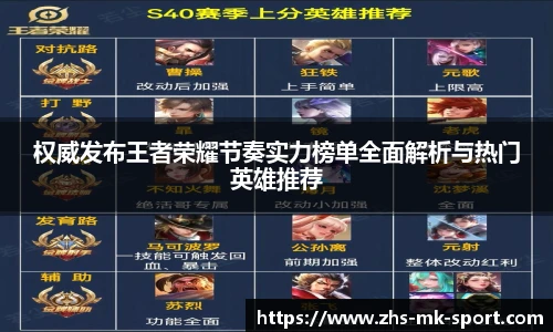 权威发布王者荣耀节奏实力榜单全面解析与热门英雄推荐